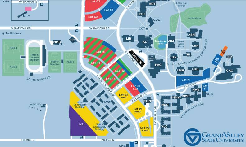 map of southern side of Allendale Campus